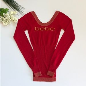 Bebe Red Off The Shoulder Top